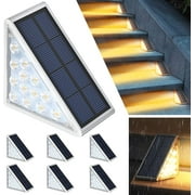 Warm White 6 Pack Exgreem Solar Step Lights Outdoor , Stainless Steel Fence Lights Outdoor