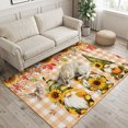 thumbnail image 2 of Area Rugs 3'x5', Sunflowers Gnomes Carpet Runner Indoor Outdoor Rugs Home Decor Aesthetic, Fall Thanksgiving Orange Checked Non Slip Mats Washable Accent Rug for Living Room Bedroom, 2 of 8