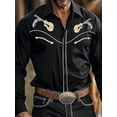 thumbnail image 5 of Mens Western Cowboy Shirt Casual Button Down Long Sleeve Embroidered Shirts Wine L, 5 of 5