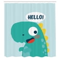 thumbnail image 2 of Ambesonne Comic Shower Curtain, Dinosaur Says Hello Cartoon, 69"Wx84"L, Dark Seafoam Mustard, 2 of 4