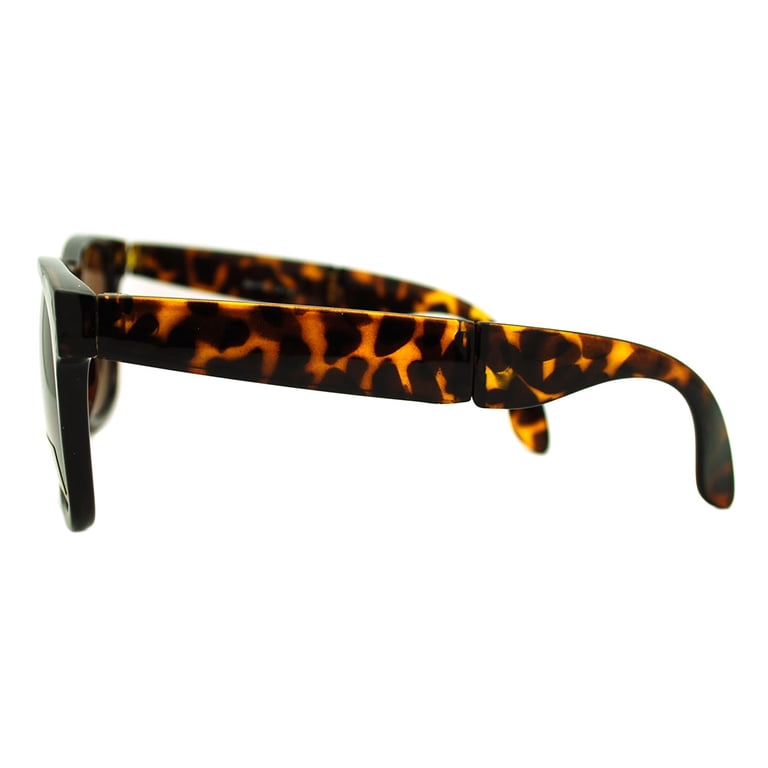 Foldable Shades In Tortoise Folding Foldable Sunglasses Classic Square Frame Unisex  main image 4