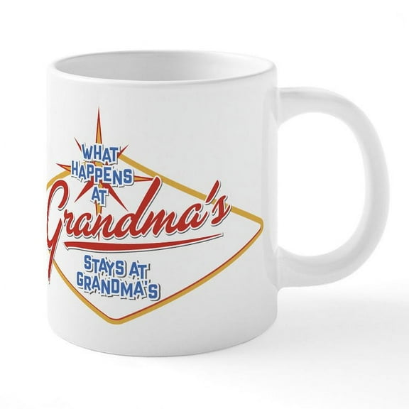 CafePress - What Happens At Grandma's S - 20 Oz White Ceramic Mega Mug