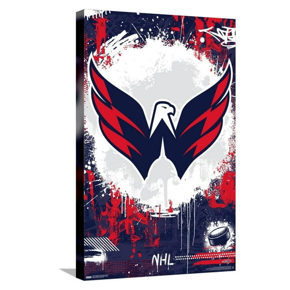 NHL Washington Capitals - Maximalist Logo 23 Canvas Wall Poster, 14.725" x 22.375"