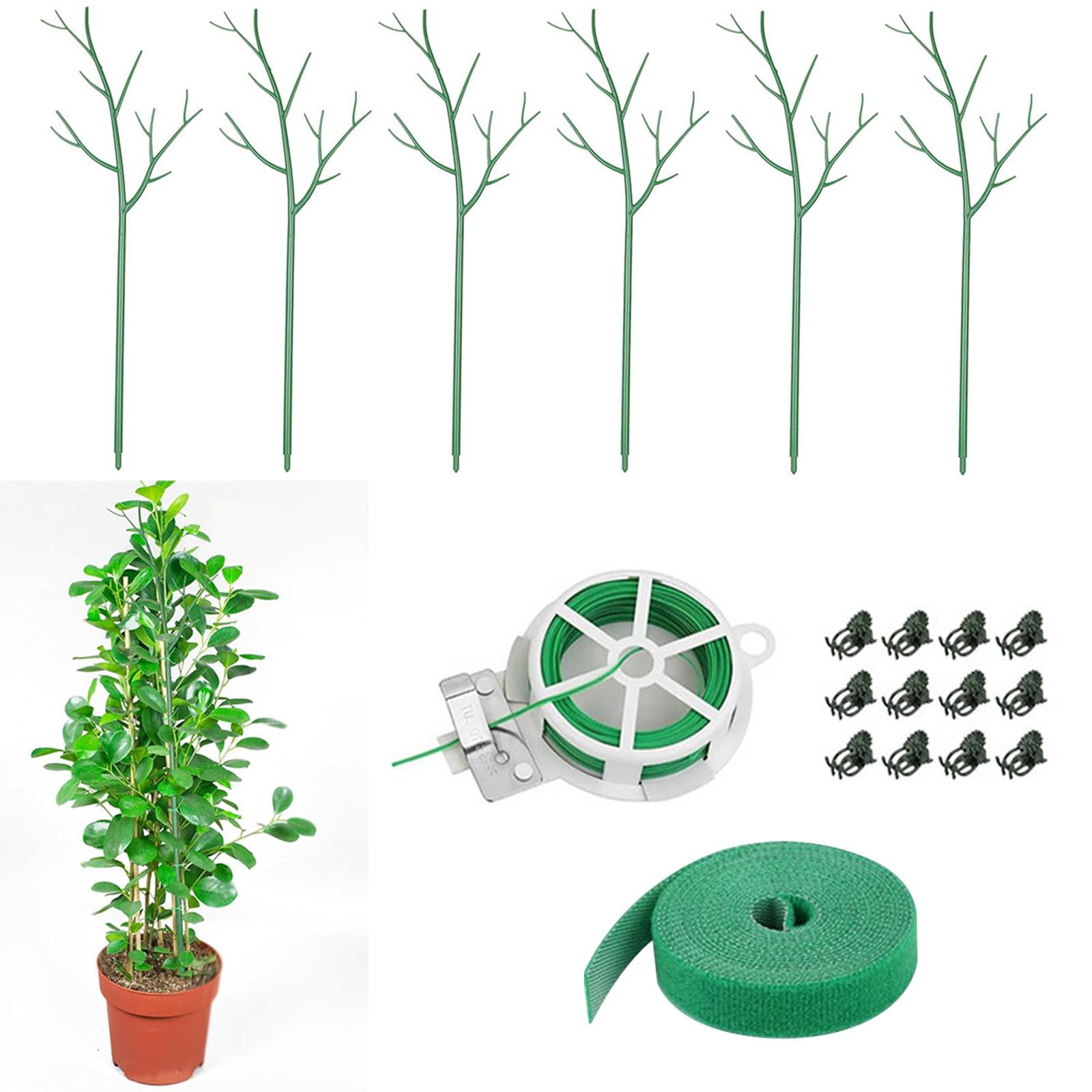 Colaxi 6Pcs Plant Rods Trellis Plant Stakes Kit Multifunctional for Potted Plant Flowers with Twisting Ties and Plant Strap Accessories 27.5inch 70cm