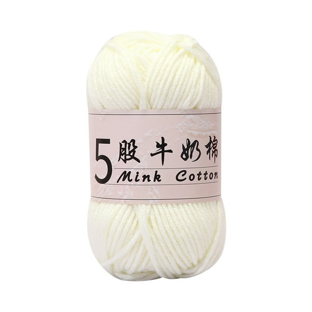 Yhmxh 5 hebras de hilo de algodón de leche para tejer muñecas a crochet, hilo de punto DIY para suéteres de bebé, ovillo de lana