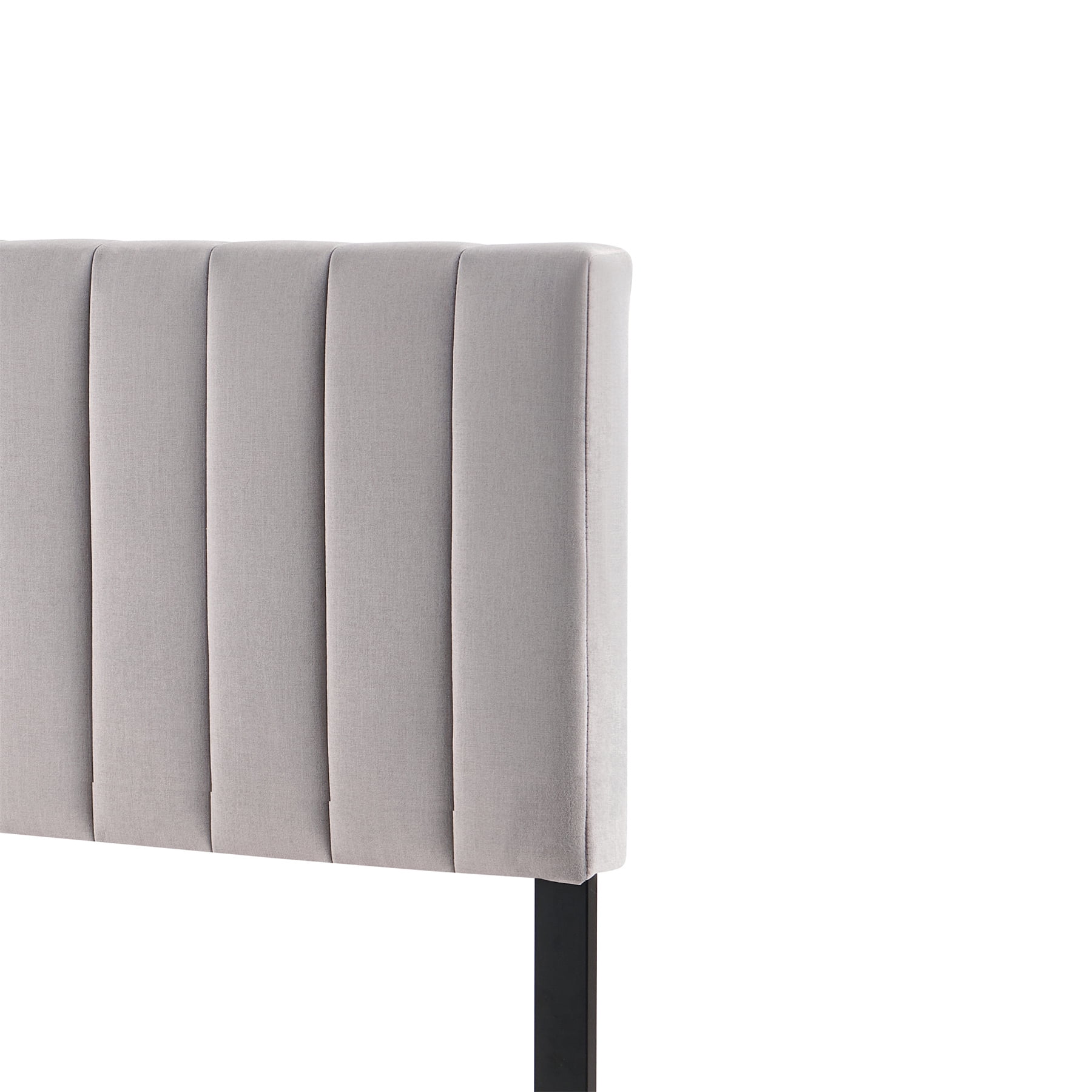 Light Grey Modern Channel-Tufted Headboard, Queen
