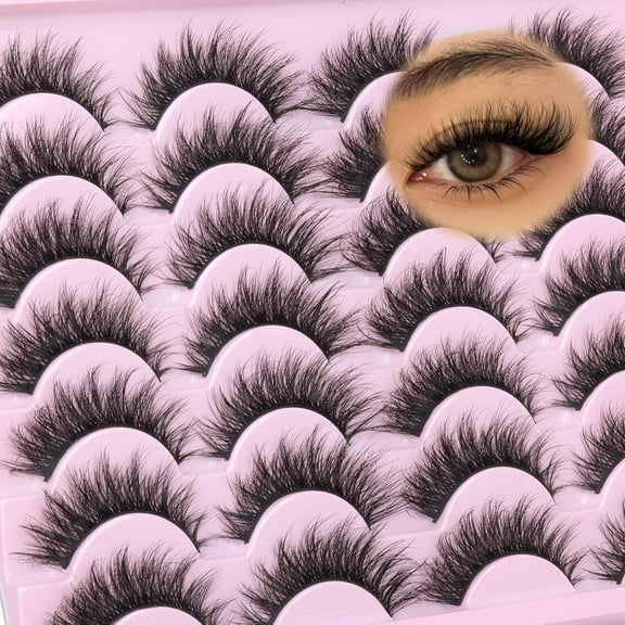 False Eyelashes Natural Lashes Cat Eye Wispy Lashes Natural Look C-curly Fake Eyelashes Wispy Eyelashes Strip 8-18MM 14 Pairs