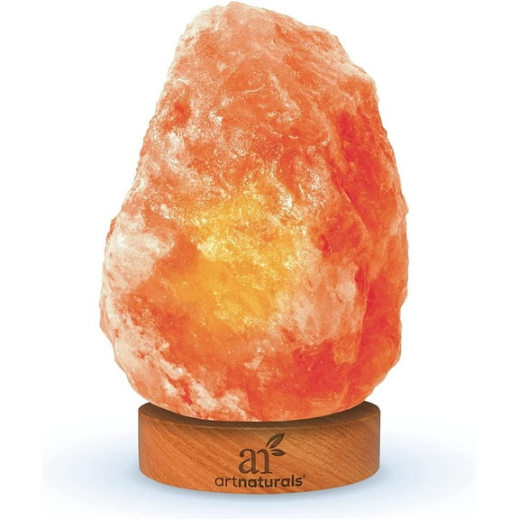 Artnaturals Himalayan Rock Salt Lamp Natural Glow Night Light Hand Carved Pink Crystal from Pure Salt Rest Relaxation and Energy Real Wooden Base (Pink)