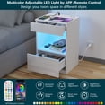 thumbnail image 4 of Hommpa Nightstand with Charging Station Nightstands with 2 Drawer Open Shelf Nightstands White Nightstands High Gloss LED End Table Nightstands for Bedroom Living Room Furniture 23.6" Tall, 4 of 10