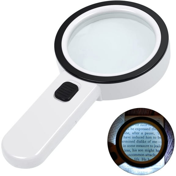 Magnifying Glass with Light, Handheld Large Magnifying Glass 12 LED Illuminated Lighted Magnifier for Macular Degeneration Seniors Reading Inspection Coins Jewelry