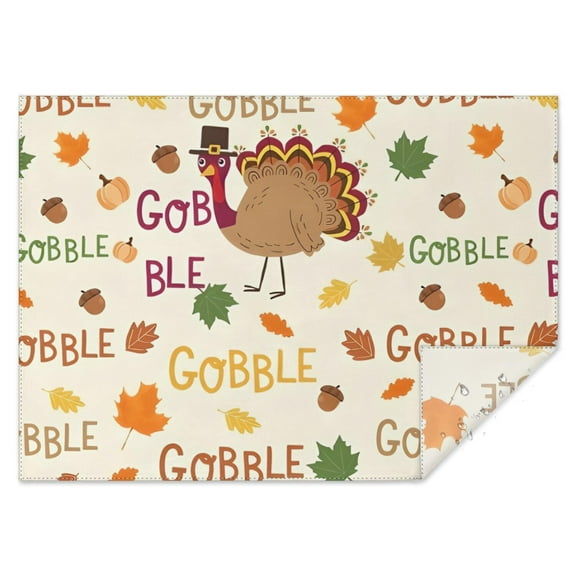 Happy Thanksgiving Turkey Fall Leaves Rectangle Tablecloth 60"x84",Waterproof Polyester Rectangle Table Cloth, Wipeable Spillproof Polyester Tablecloth for Dining, Camping, Indoor and Outdoor