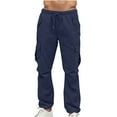 thumbnail image 7 of KeShDi Green Cargo Pants Men Hunting Pants Casual Sport Pocket Drawstring Solid Color Elastic Waist Cargo Pants Navy M, 7 of 7
