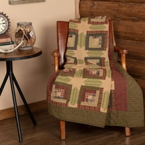 VHC Brands Tea Cabin Rustic 60"x50" Throw Green Rod Pocket Patchwork Cotton Pre-Washed Rectangle Decor