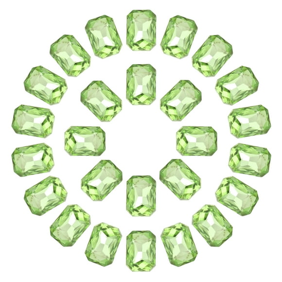 Uxcell Octagon Rectangle Rhinestones Crystal Faceted Rhinestones with Silver Plated Glass Gems for Crafts 50pcs 10x14MM Light Green
