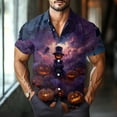 thumbnail image 2 of JGNGSHN Short Sleeve Halloween Costumes for Men Casual Button Down Hawaiian Holiday Shirts Cute Pumpkins Printed T-Shirt, 2 of 8