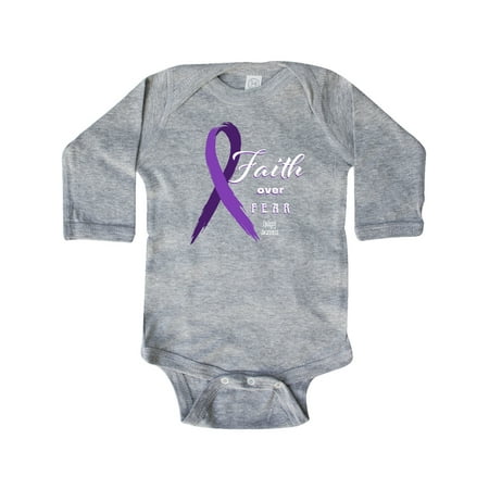 

Inktastic Faith Over Fear Epilepsy Awareness with Purple Ribbon Gift Baby Boy or Baby Girl Long Sleeve Bodysuit