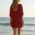 thumbnail image 4 of Omexry Vacation Dresses Women's Solid Color Half Sleeve Collared Mini Dress Casual Summer Dress, 4 of 9