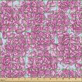 thumbnail image 2 of Ambesonne Spring Fabric by the Yard Upholstery, Repetitive Close-up Peonies, 3 Yards, Pale Blue Pink, 2 of 5