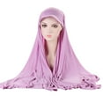 thumbnail image 4 of XIAOCHA Womens Solid Brimmed Hijab Headscarf Breathable Casual Head Cover,Purple, 4 of 4