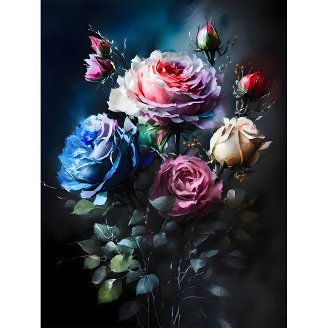 (szx2423) Hilo Algodón Ecológico Bordado 11CT 3 Hebras Impresión 40*50cm Kit Serie Flores Punto Cruz Rosa