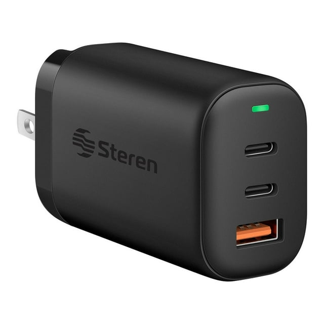 Cargador GaN USB Quick Charge y USB C Power Delivery 65 W Steren ELI-7065