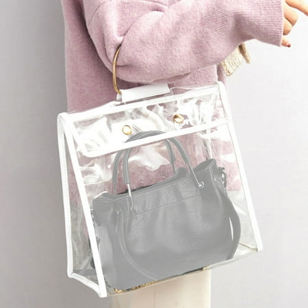 

Transparent Dustproof Purse Wallet Storage Bag Organizer Holder Handbag Pouch Black Plastic Non-woven Fabric