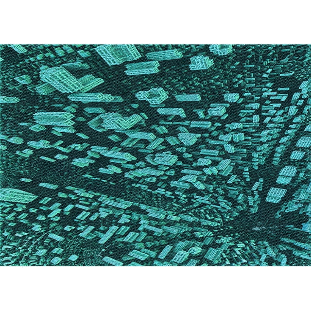 Ahgly Tapis Rectangulaire Lavable en Machine Intérieur Transitionnel Turquoise Foncé Vert, 3 Pieds x 5 Pieds