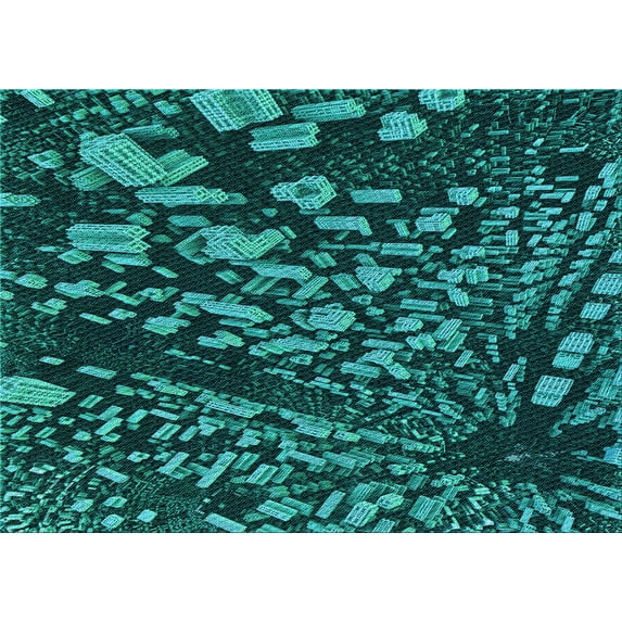 Ahgly Company Indoor Rectangle Patterned Dark Turquoise Green Area Rugs, 6' x 9'