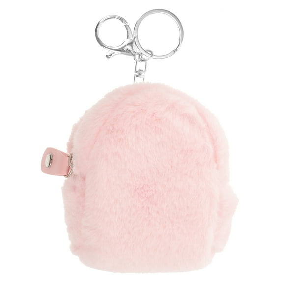 COSMOBETTY Plush Keychain Wallet Pink for Women Everyday Use 1Pack 4.32X3.54X2.36in