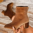 thumbnail image 6 of Womens Boots Pointed Toe Ankle Booties for Women, Velvet Block Heel Boots with Back Zipper, Casual Fall Shoes for Work, Dress, Party and Everyday Wear, 6 of 6