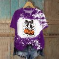 thumbnail image 2 of NOLDARES Halloween Bow Pumpkin Shirt for Women Spooky Season Graphic T Shirt Fall Halloween Short Sleeve Tee Tops,Purple,L, 2 of 7