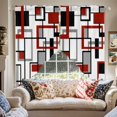 thumbnail image 2 of Retro Middle Swag Valances for Windows 2 Pack Ages Abstract Geometric Red Black Square Swag Kitchen Curtains 63 Inches Long Rod Pocket Short Window Treatment for Kitchen Bathroom 36"x63", 2 of 8