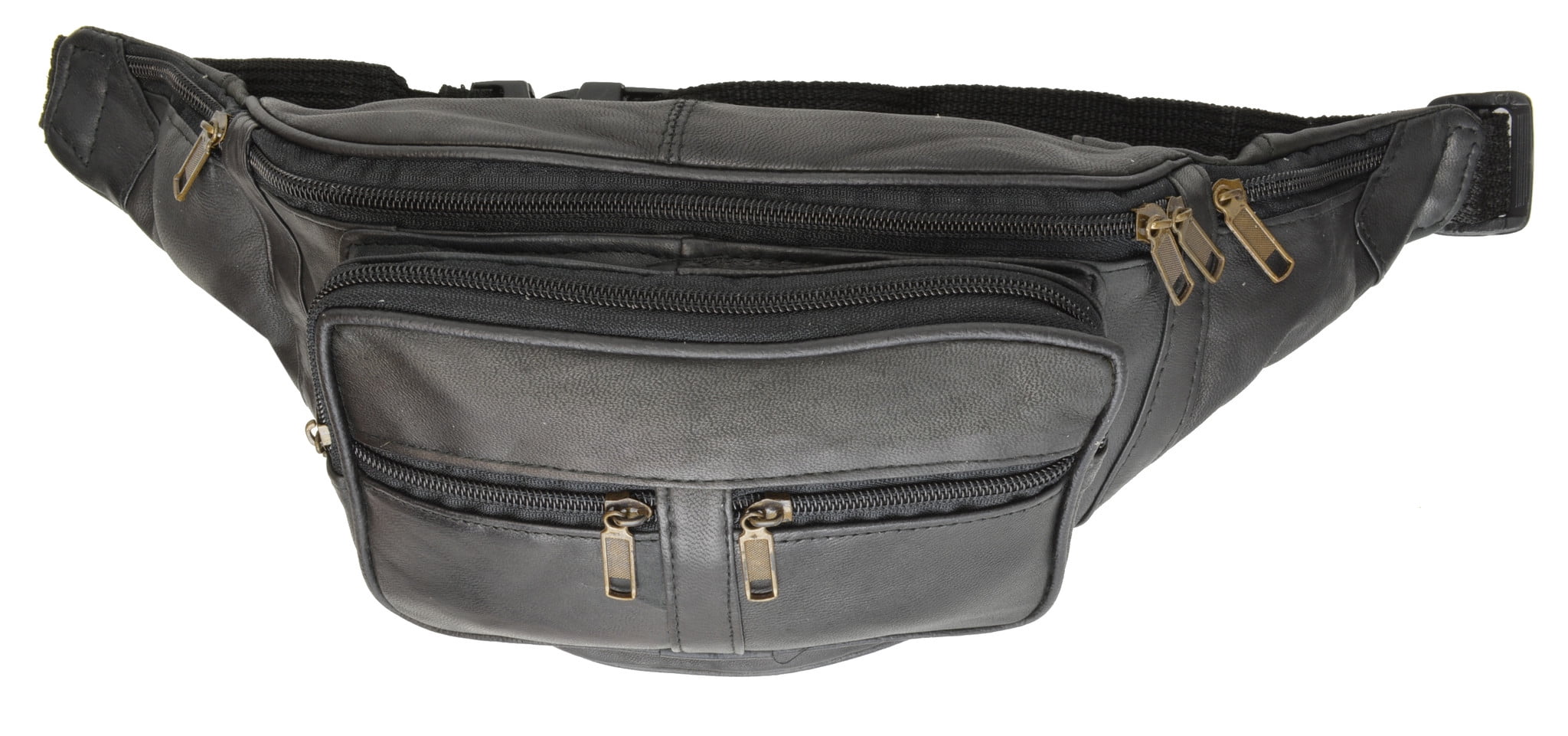Top Grain Black Genuine Leather Waist Bag//Fanny Pack// Waist Hip Purse Men Women