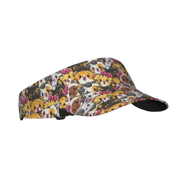 Kdxio Cute Cat Print Sun Visor Hat Golf Visor Adjustable Velcro Outdoor Sports Cap for Men Women