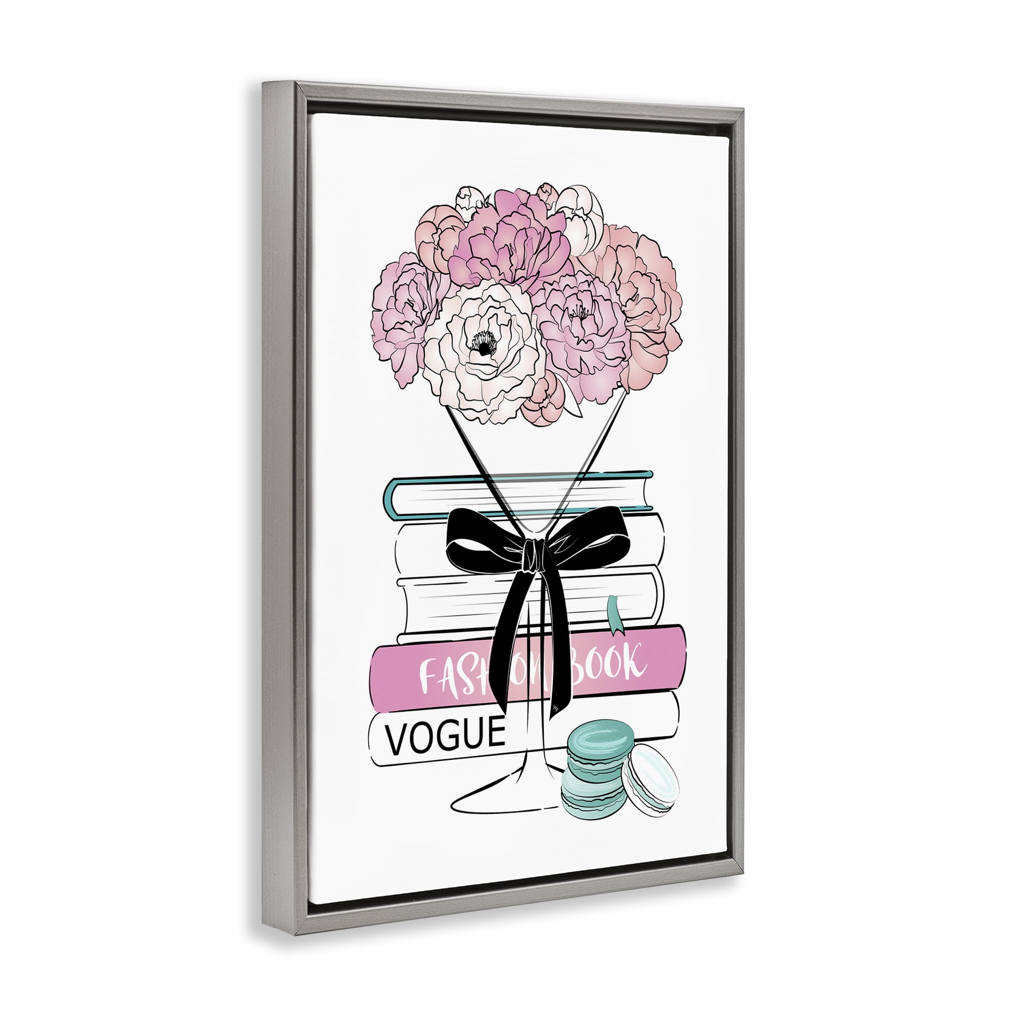 Stupell Industries Flower Bouquet Martini Botanical & Floral Painting Gray Floater Framed Art Print Wall Art, 21 x 31