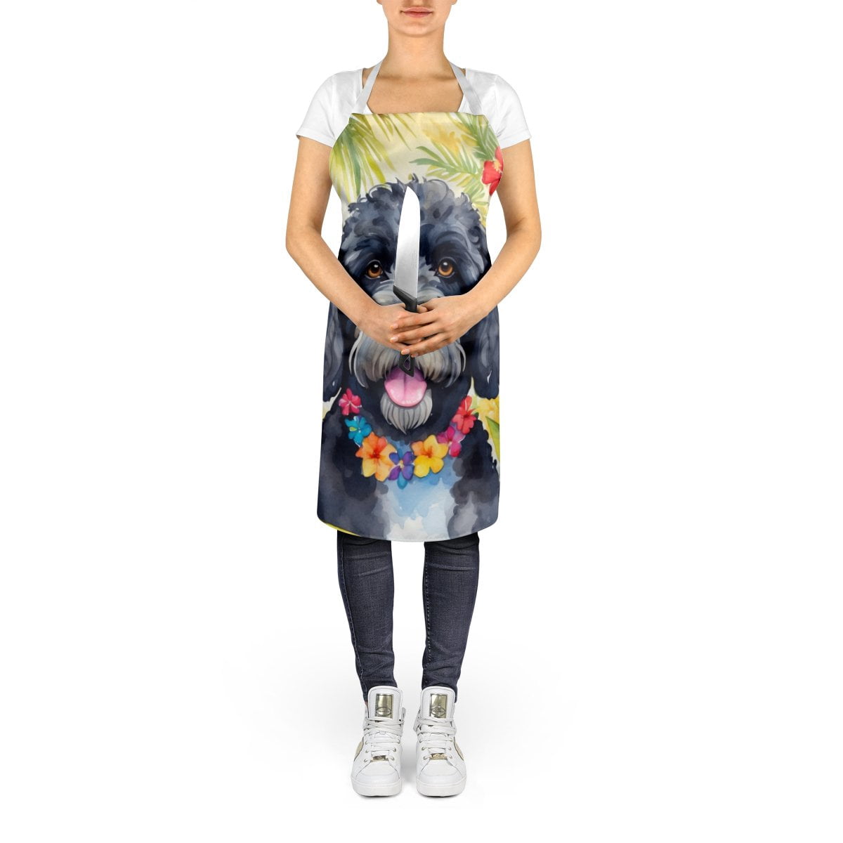 Portuguese Water Dog Luau Apron 27 in x 30 in