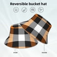 thumbnail image 5 of Gaeub Orange Plaid Printed Double Sided Reflective Bucket Hat Foldable Sun Hat for Camping Hiking Fishing, 5 of 9