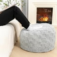 thumbnail image 5 of Round Pouf Ottoman Boho Poof Home Decor Floor Pouffe Ottoman Foot Rest for Couch Sofa Bean Bag Chairs Ottoman Living Room Bedroom 20" x 20" x 14"Inches ( Light Gray Checked), 5 of 15