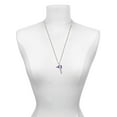 thumbnail image 3 of Delight Jewelry Acrylic 3/4" Purple Cheer Megaphone Silvertone Sisters Best Friends Forever Bar Charm Necklace, 23", 3 of 4