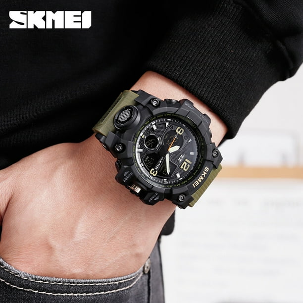 Skmei 1155B Quartz Digital Electronic Men Watch Fashion Casual Outdoor Sports Male Wristwatch Dual Time Date Week Chrono Alarm 5Atm Waterproof Luminous Multifunctional Watches Relogio Masculino Walmar...