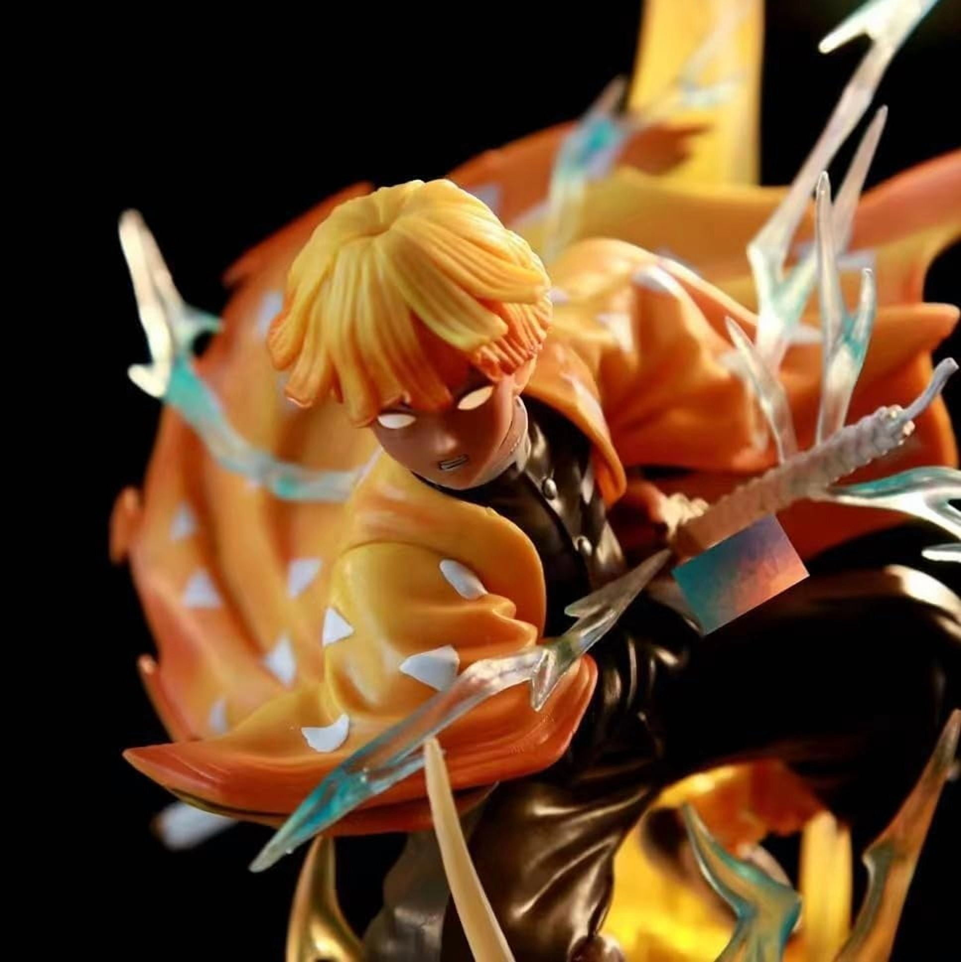 Agatsuma Zenitsu Figure Large Size Lighting Agatsuma Zenitsu Figurine 35cm/13.8inch PVC Character Statue Collection Anime Fans Gifts