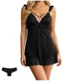 thumbnail image 2 of NominalSnug Nightgowns for Women Babydoll Lingerie Dress Lace Trim Sleep Dress Chemise Nightgowns Ruffle Hem Nightshirts, 2 of 8