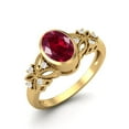 thumbnail image 2 of 7X5mm Oval Shape Ruby Glass Field 925 Sterling Silver Gold Vermeil Celtic Shank Solitaire Mother's Day Gift Ring, 2 of 4