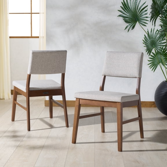 Safavieh Couture Jessbrina Rustic Linen Dining Side Chairs, Walnut/Light Gray (Set of 2)