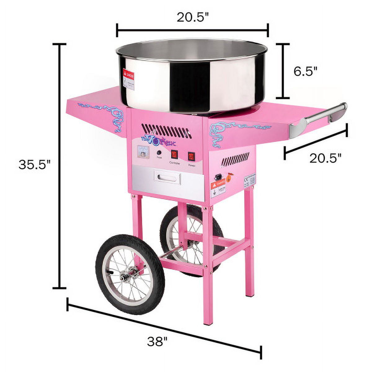 Cotton Candy Machine with Cart Stainless-Steel Pan, Pink