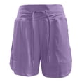 thumbnail image 5 of larppty Women's Solid Color High Waisted Athletic Shorts Quick Dry Casual Summer Shorts with Drawstring Waist（Purple， XXXL）, 5 of 5