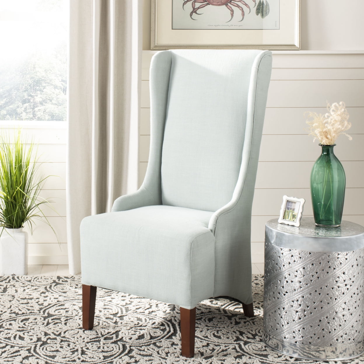 SAFAVIEH Bacall 20''H Linen Dining Chair Seafoam Green