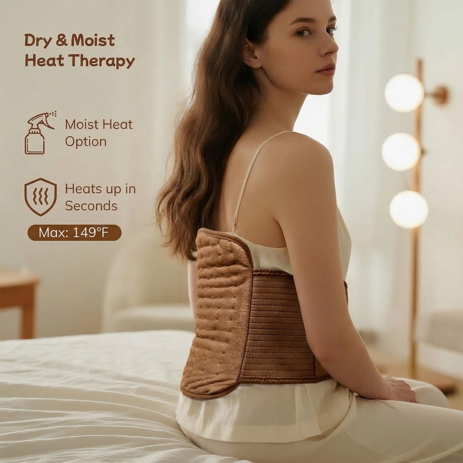Heating Pad for Back, Neck, Abdomen, Shoulder, Dry/Moist Heat & Auto Shut off,Birthday Gifts for Men and Women, 12" x 24"+26" Belt Adjustable, 1 Pack