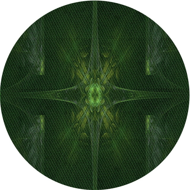 Ahgly Company Machine Washable Indoor Round Transitional Deep Emerald Green Area Rugs, 4' Round