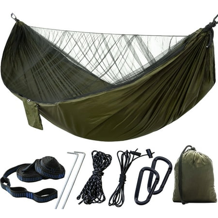 Camping Hammocks Mosquito Net 114.17x55.12 - Portable Hammocks Hammocks With 2 Tree Straps Accessories for Outdoor Hammocks Tent for Travel Camping Army Green Style A